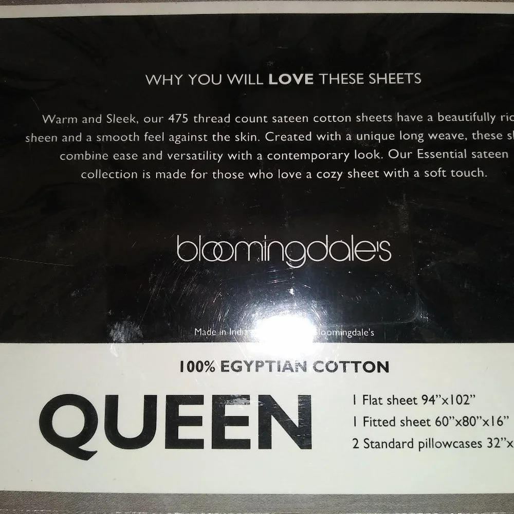 Bloomingdale's Egyptian Cotton Sateen Wrinkle Resistant Queen Sheet Set